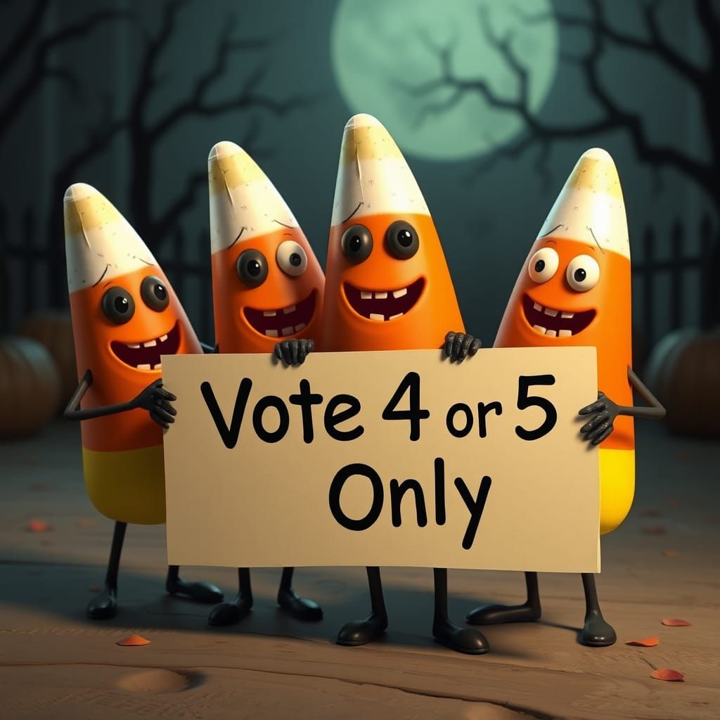 Halloween: Anthropomorphic Candy Corns Political Rally