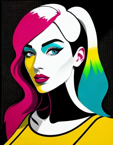 Colorful Pop Art Portrait of a Beautiful Woman