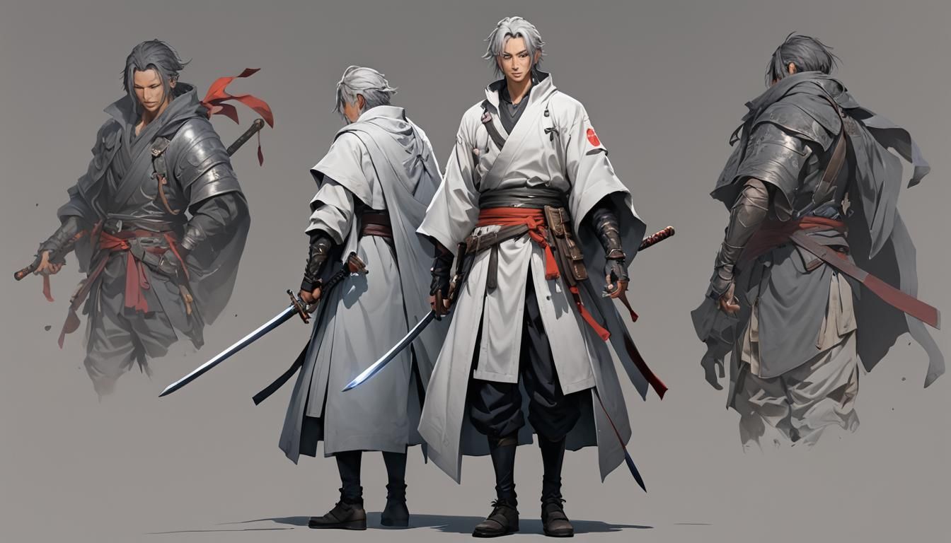 Anime Man with Sword in Baggy Clothes