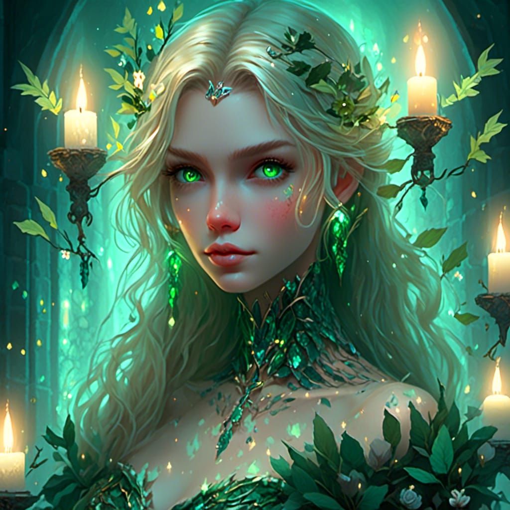 Pixie on Candlelit Path: A Mystical Painting