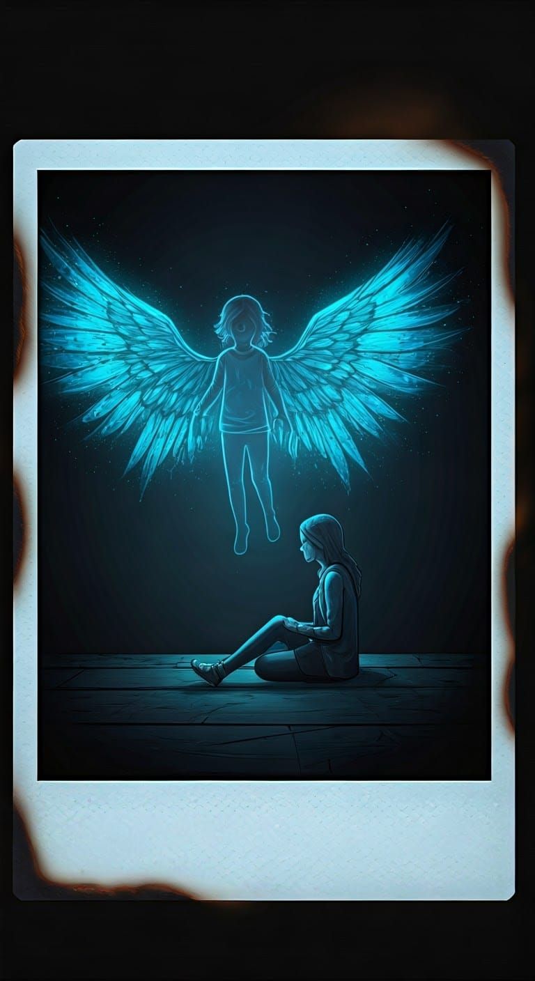 Grieving Mother Playing with Ghost Child in Simplistic Desig...