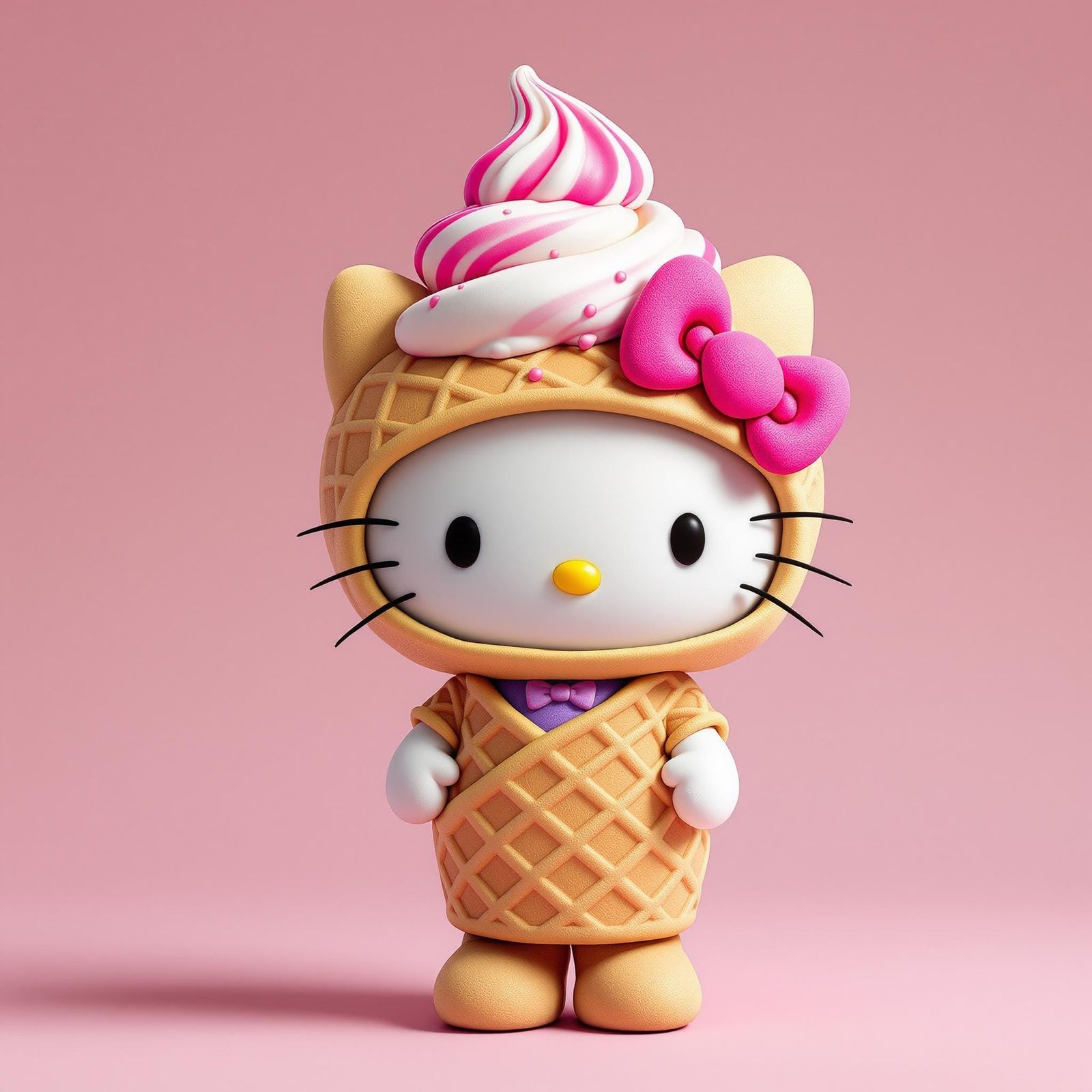 Hello Kitty in a Whimsical Waffle Cone Costume