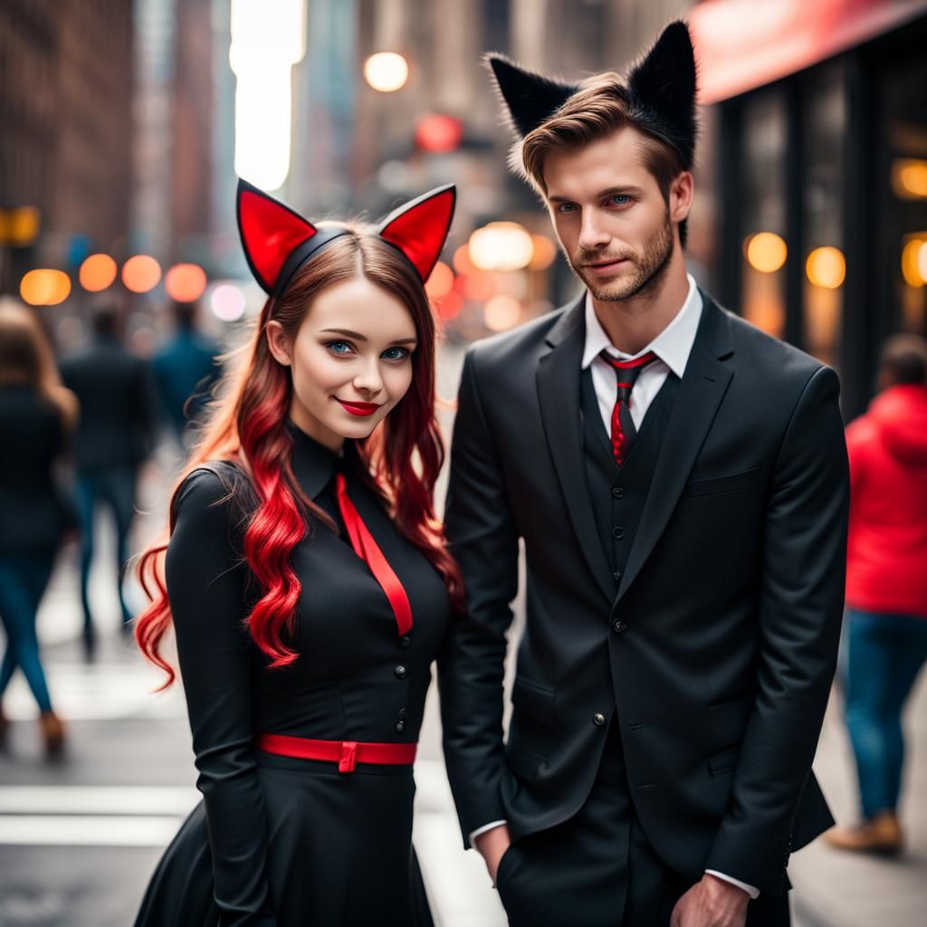 College Couple as Black Cats in NYC