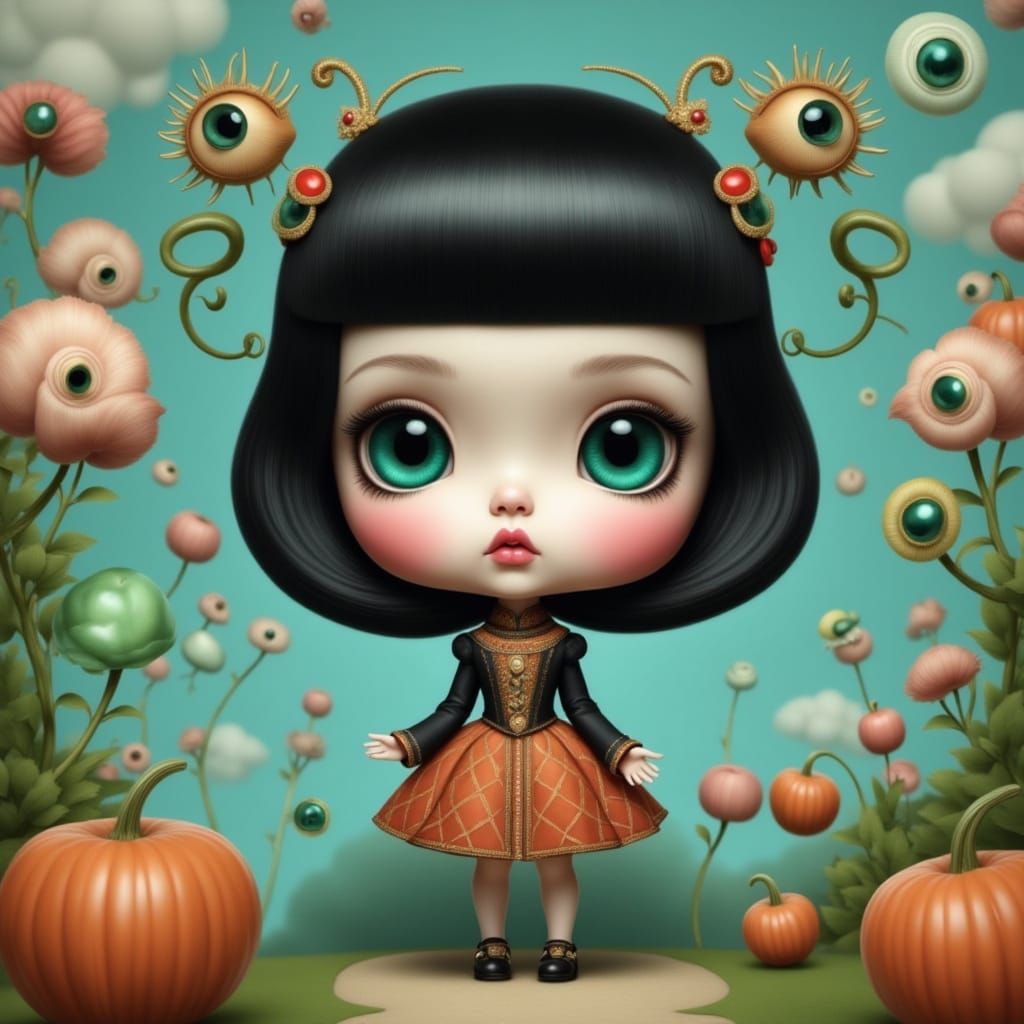 Whimsical Rag Doll with Emerald and Sapphire Eyes in a Dream...