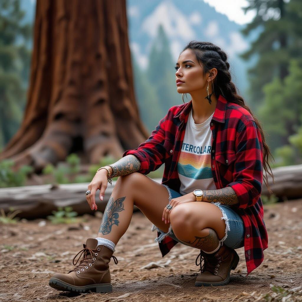 Native American Woman Healing in Sequoia National Park