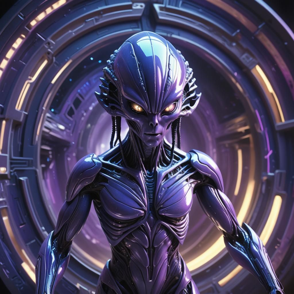 Alien Emerges from Stargate: Hyper-Realistic Sci-Fi Art