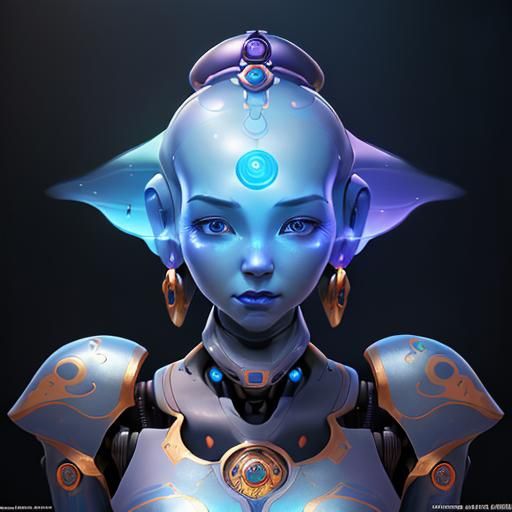 Hyperrealistic Robot Genie in Splash Art Style