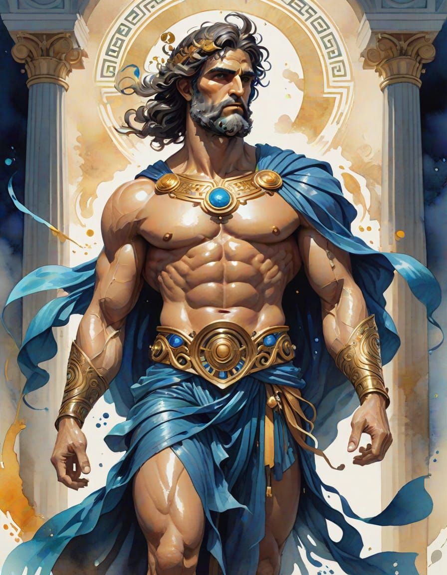 Greek God in Regal Attire