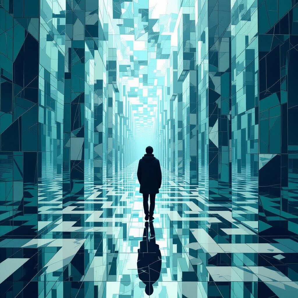 Surreal Maze: Shattered Reflections in a Psychedelic Dreamsc...