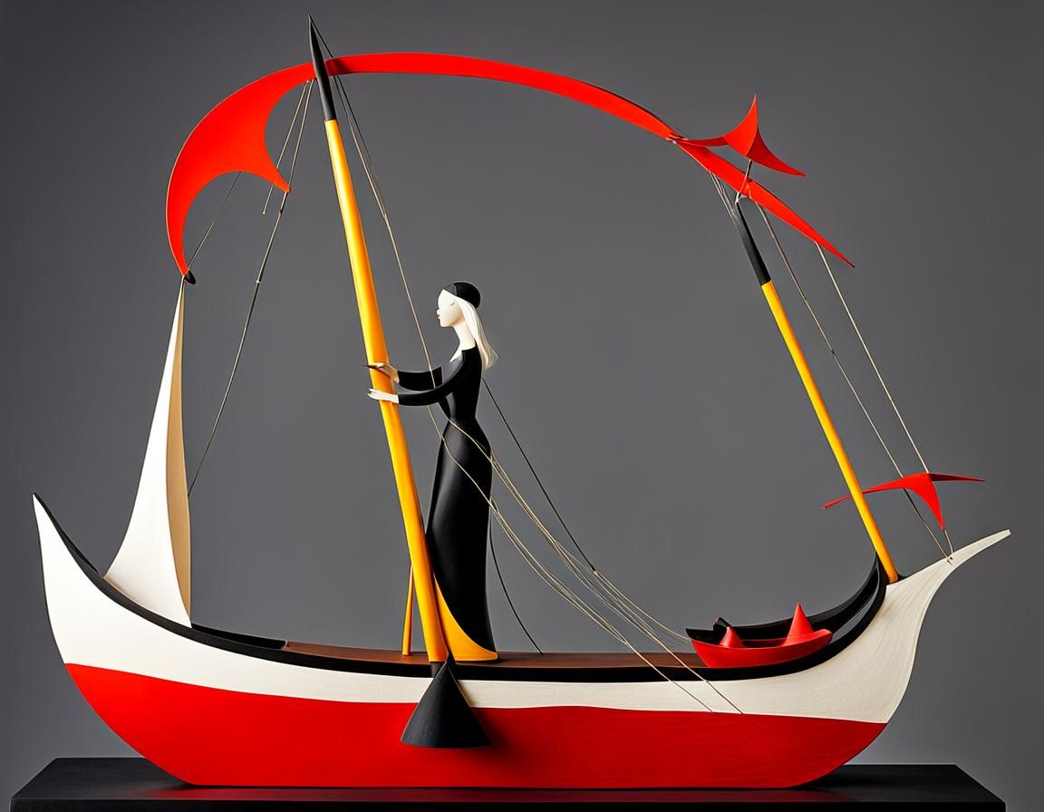 The Lady of Shalott in the style of Alexander Calder