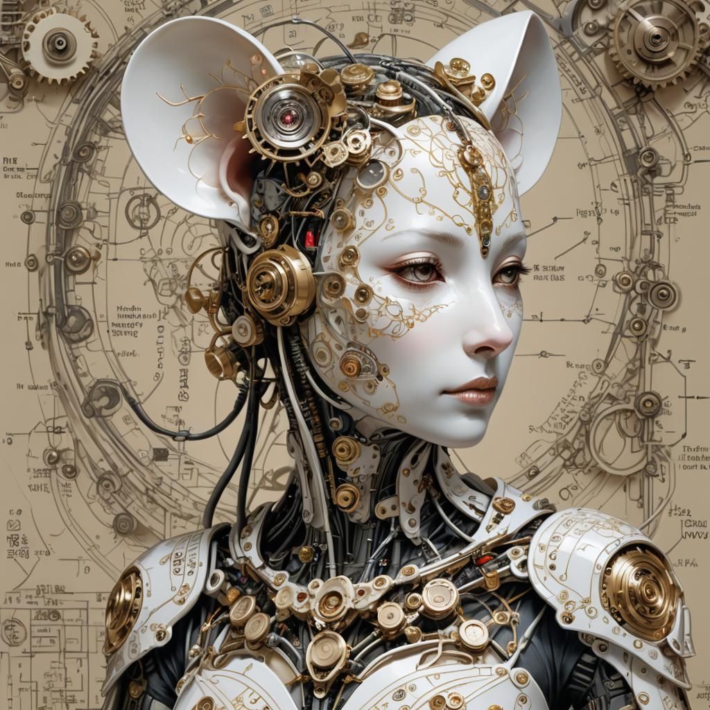 Mouse Tech Priestess with Schematic Face