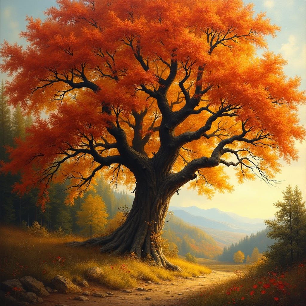Majestic Autumn Tree in Vibrant Colours