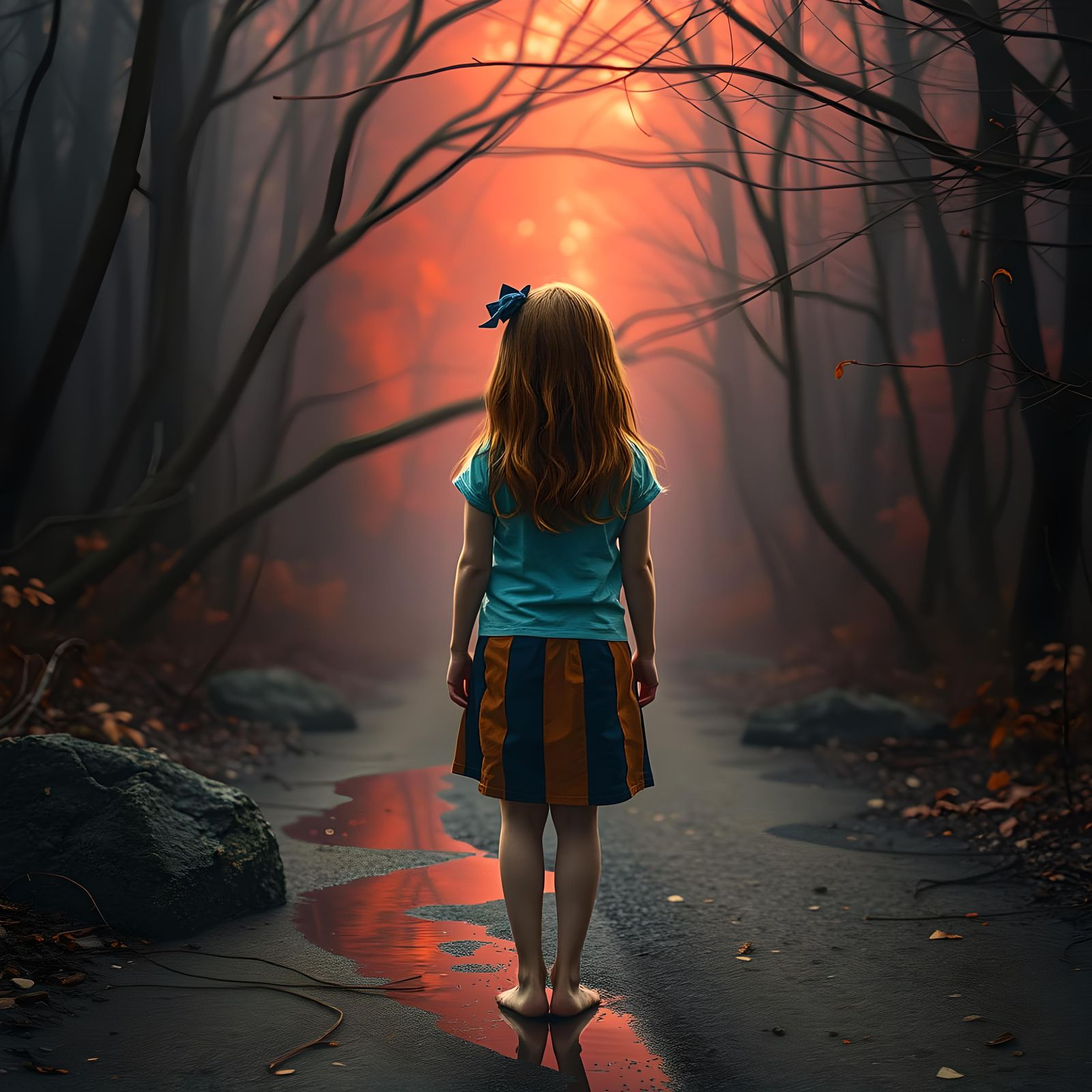 Redhead Visits Silent Hill in Fauvism Style