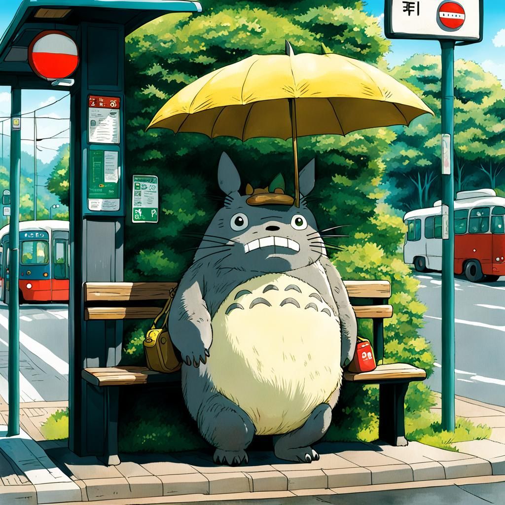 Totoro Waits at the Bus Stop