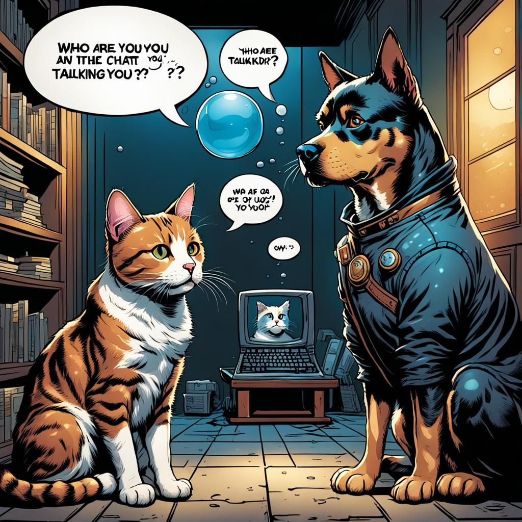 Cat and Dog Chat: Comic Book Style Art