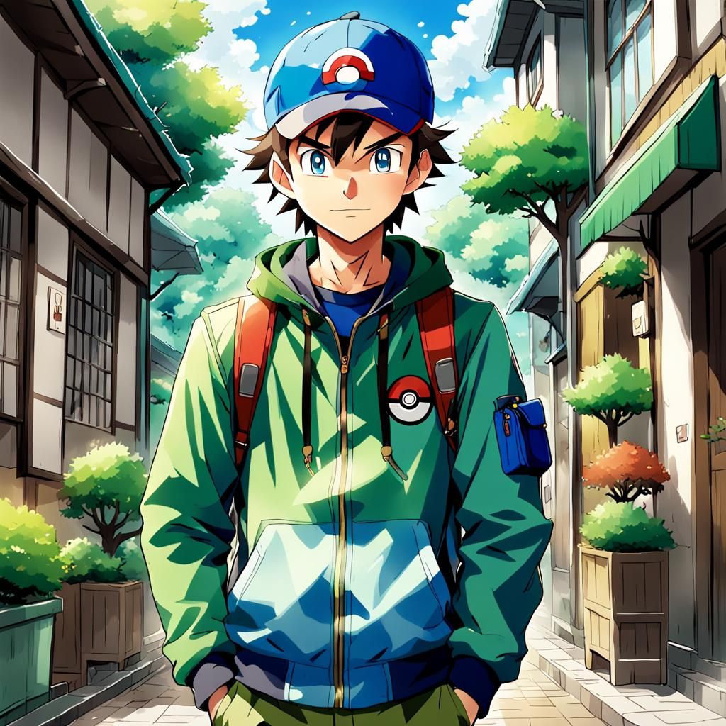 Anime Style Pokemon Trainer Returns Home