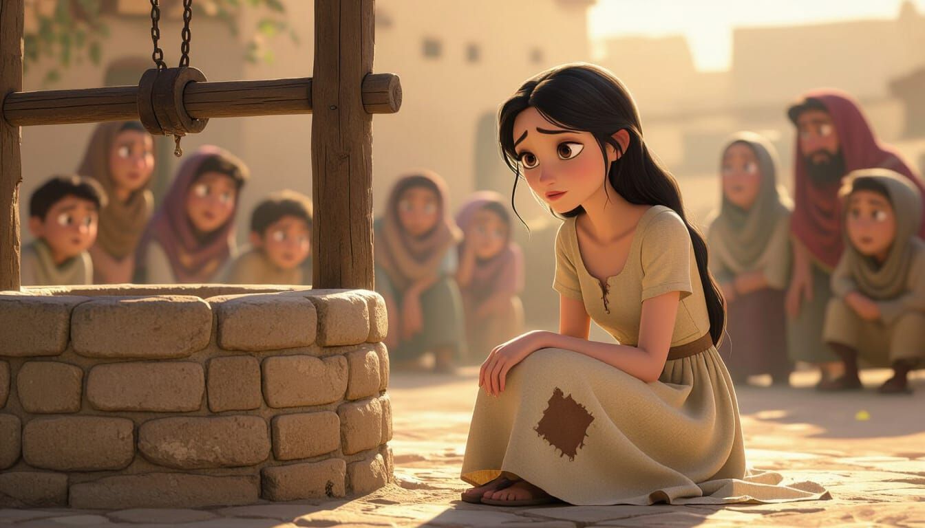 Salma by the Well: 3D Disney Pixar Style