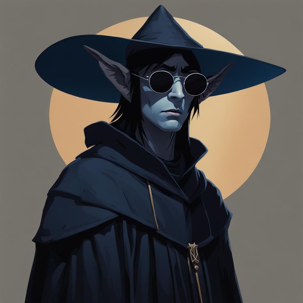 Frightened Dark Elf Portrait with Bucket Hat