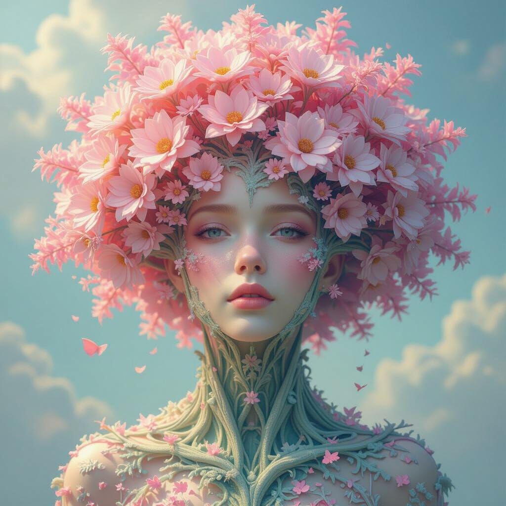 Pastel Tree Portrait in Art Nouveau Style