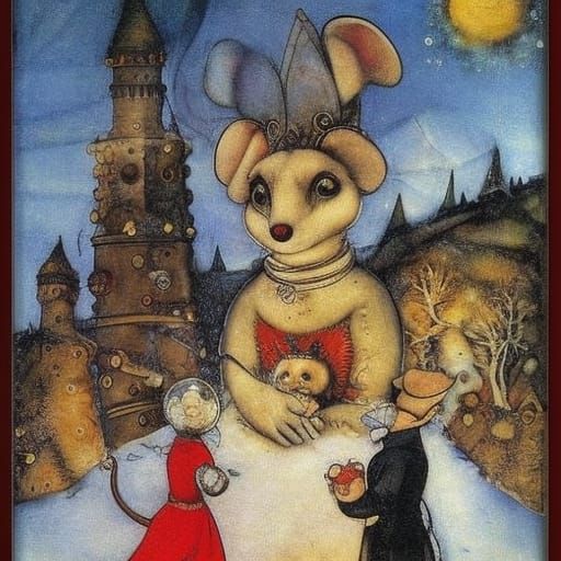 Steampunk Mouse in Winter Fantasy Art