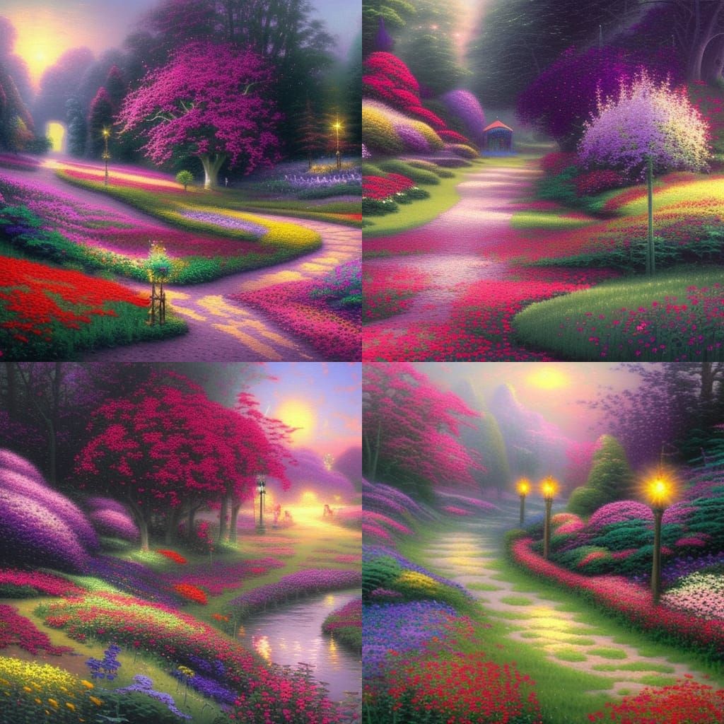 Ethereal Twilight Poppy Garden Under Moonlight