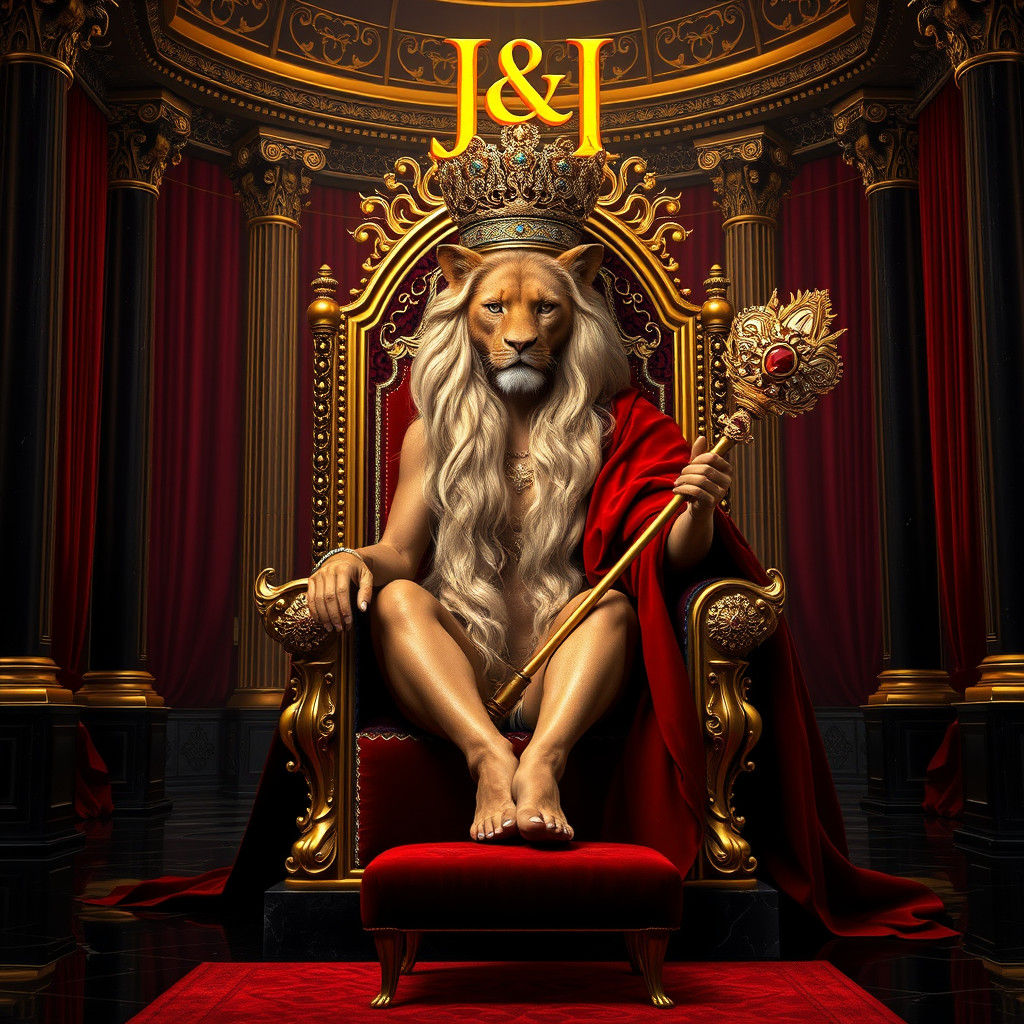 Regal Lioness Queen on Ornate Golden Throne