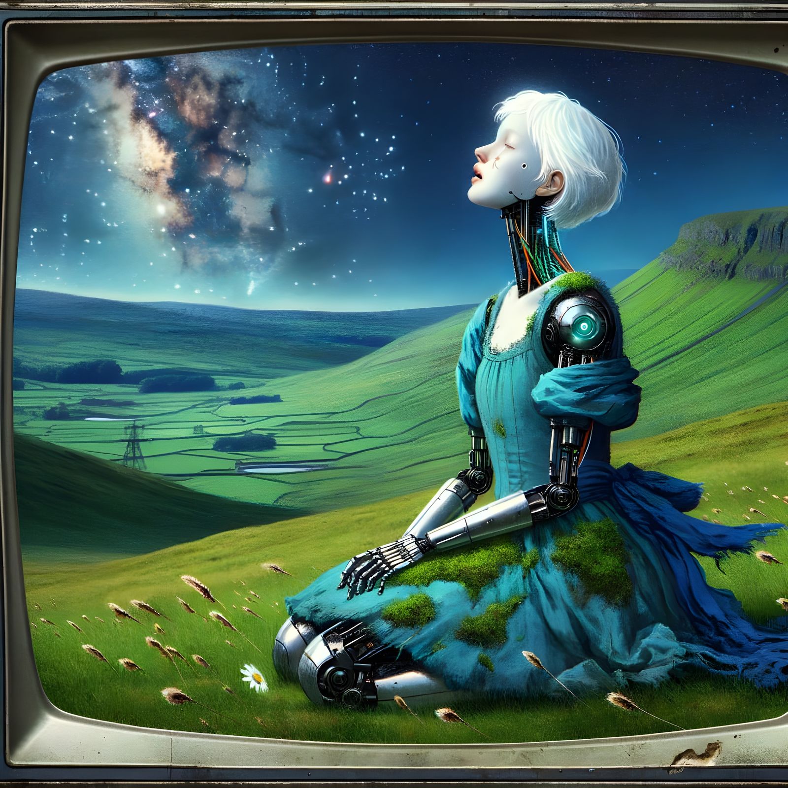 Cybernetic Albino Princess on Verdant Hill