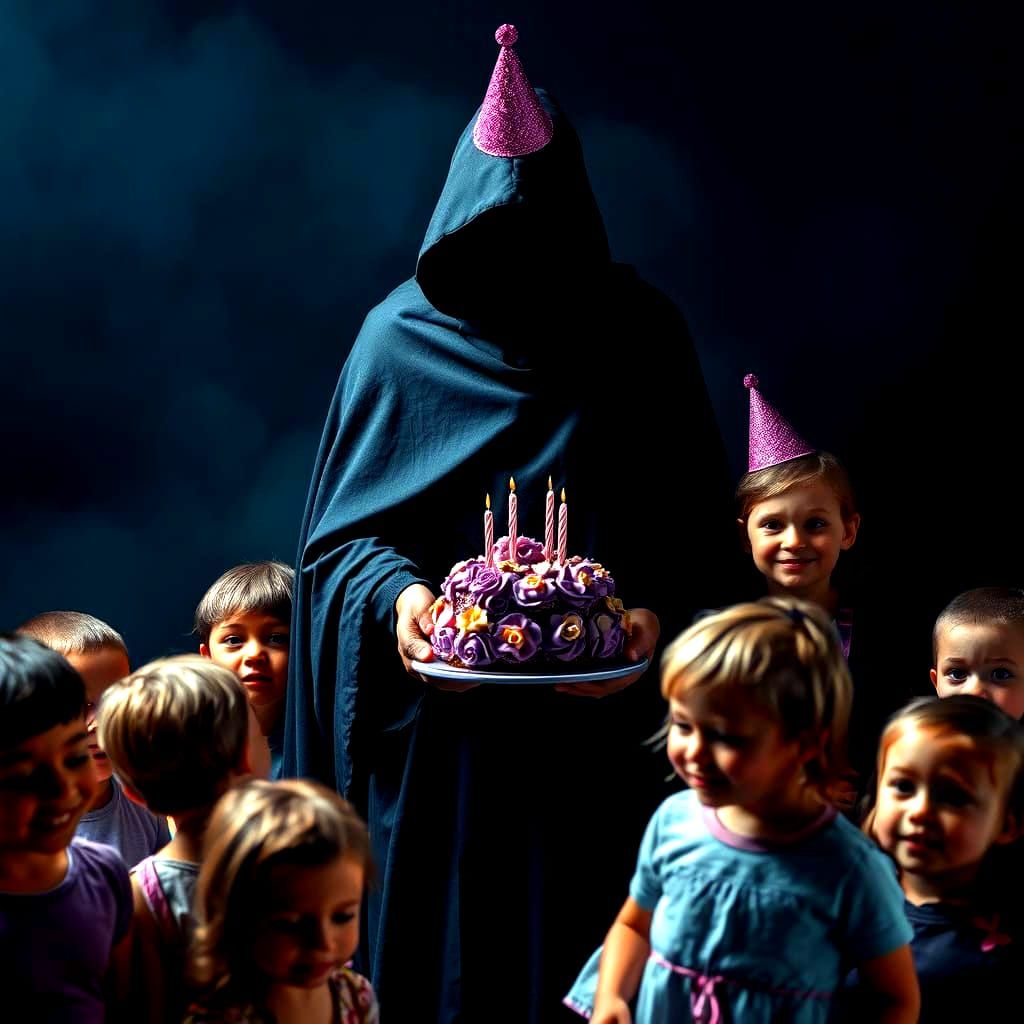 Dark Menacing Figure Celebrates Birthday with Kids in a Whim...