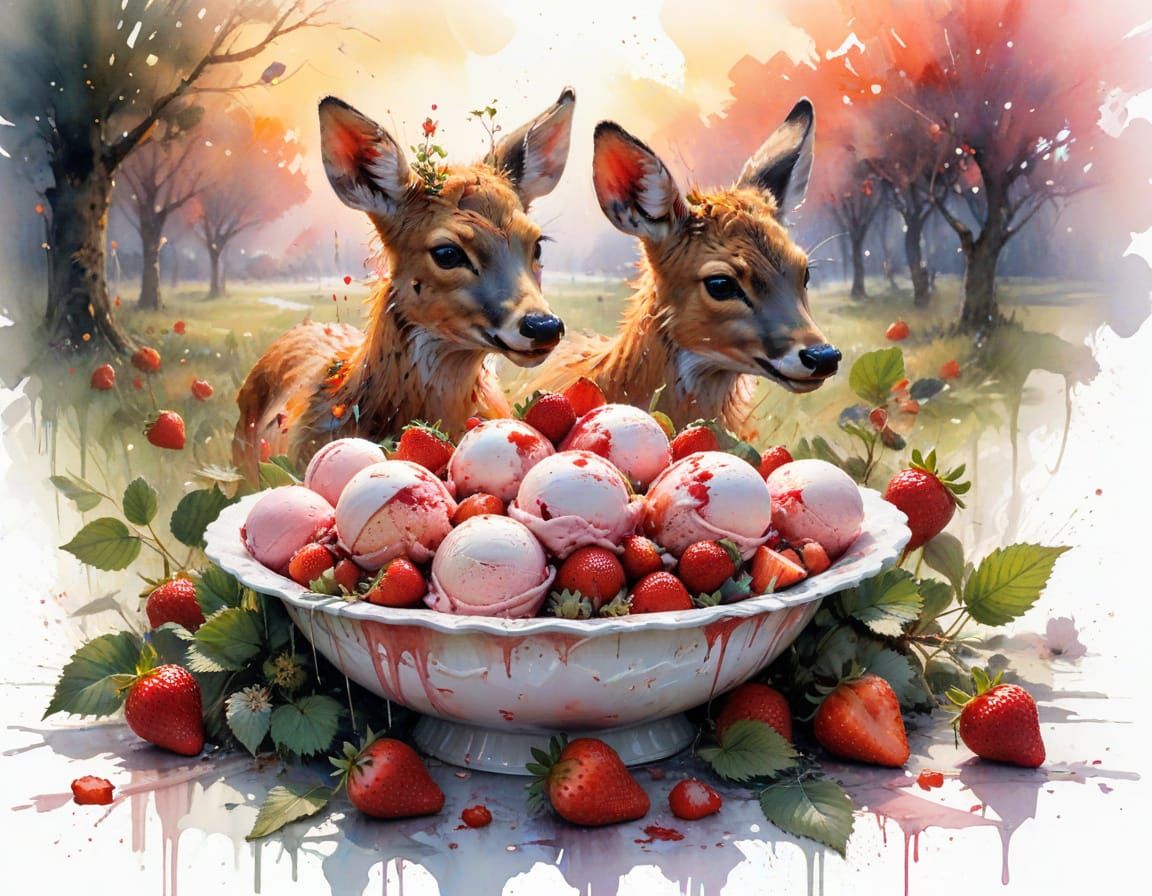 Strawberry Sunrise Watercolor Painting