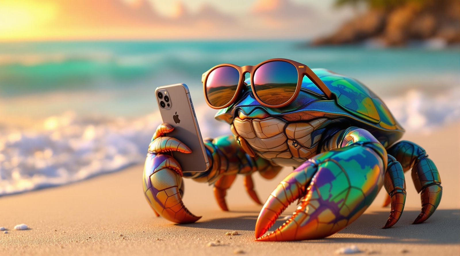 CGI Beach Crab Talks on iPhone