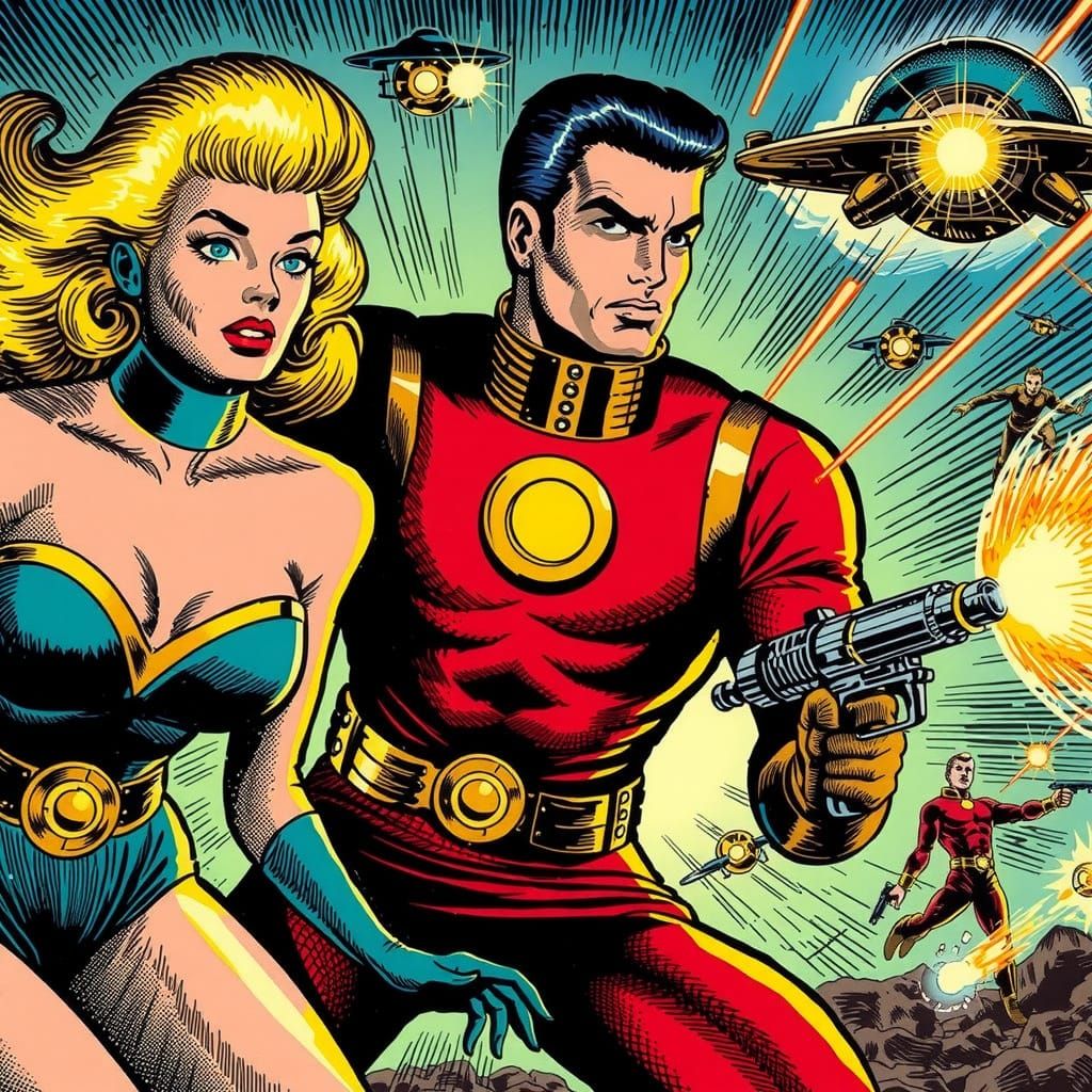 Golden Age Sci-Fi Duo Battles Alien Invasion in Dynamic Pulp...