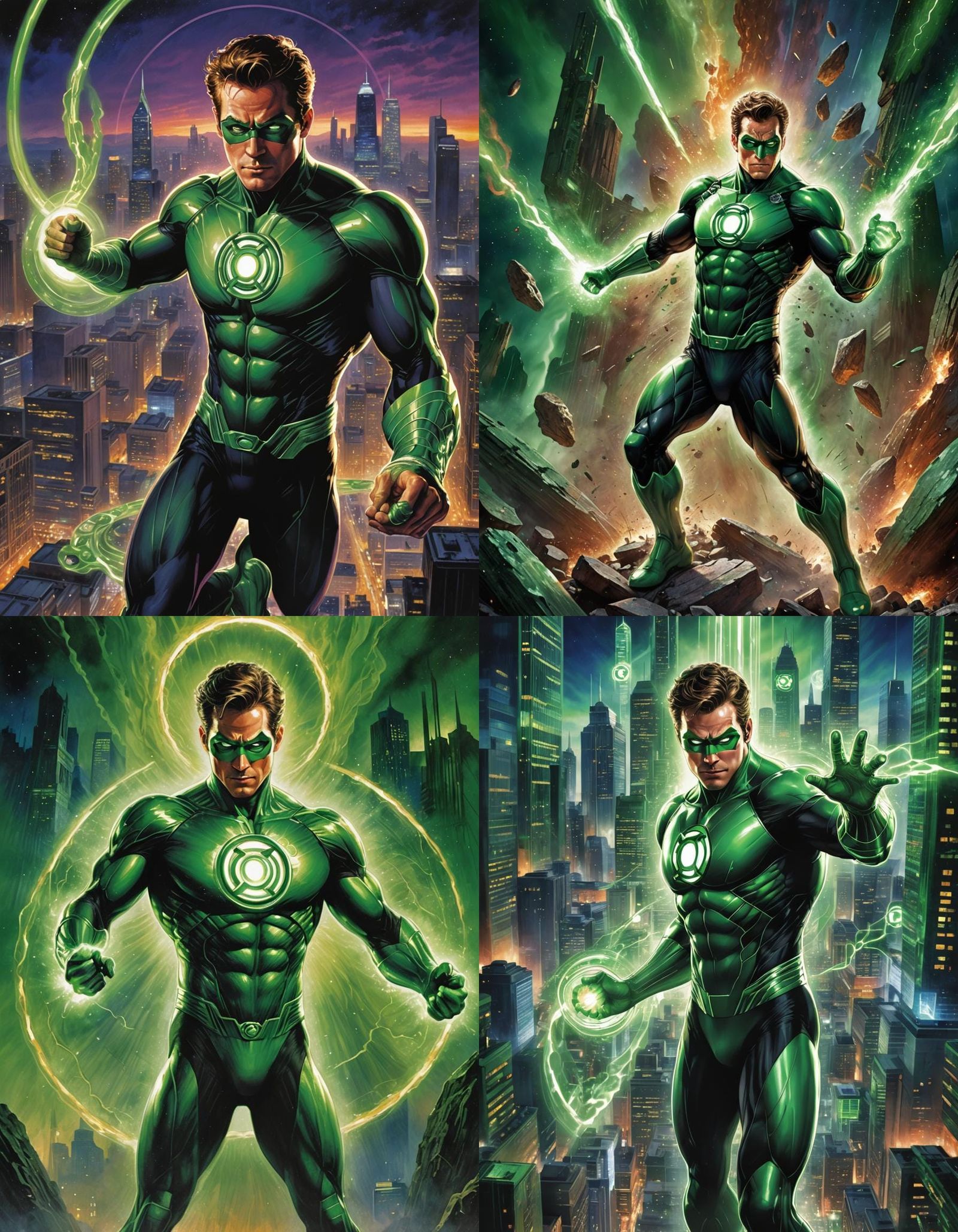 Green Lantern Sci-Fi Movie Poster, Drew Struzan Style