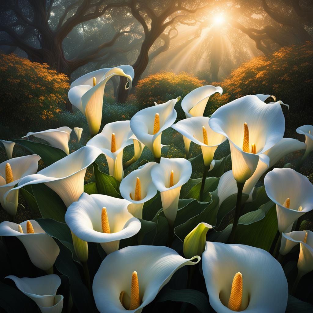 Calla Lilies Garden at Magic Hour