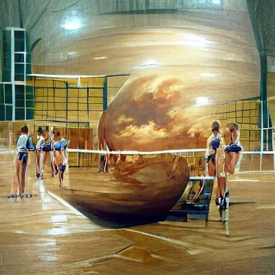 Volleyball in Motion: An Oil Painting