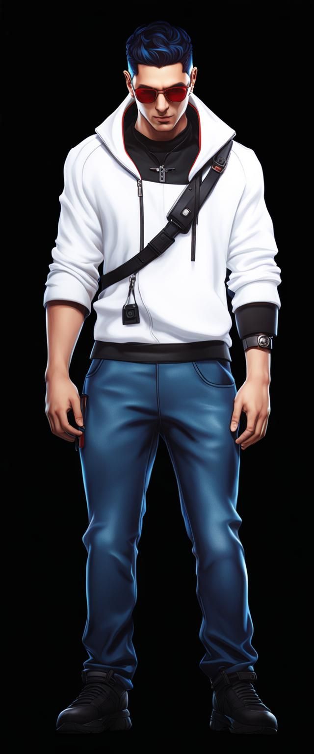 Cyberpunk Hacker with Luminous Blue Hair