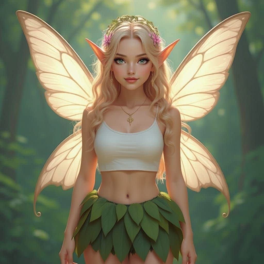 Ethereal Fairy with Shimmering Skin and Vine Adornments