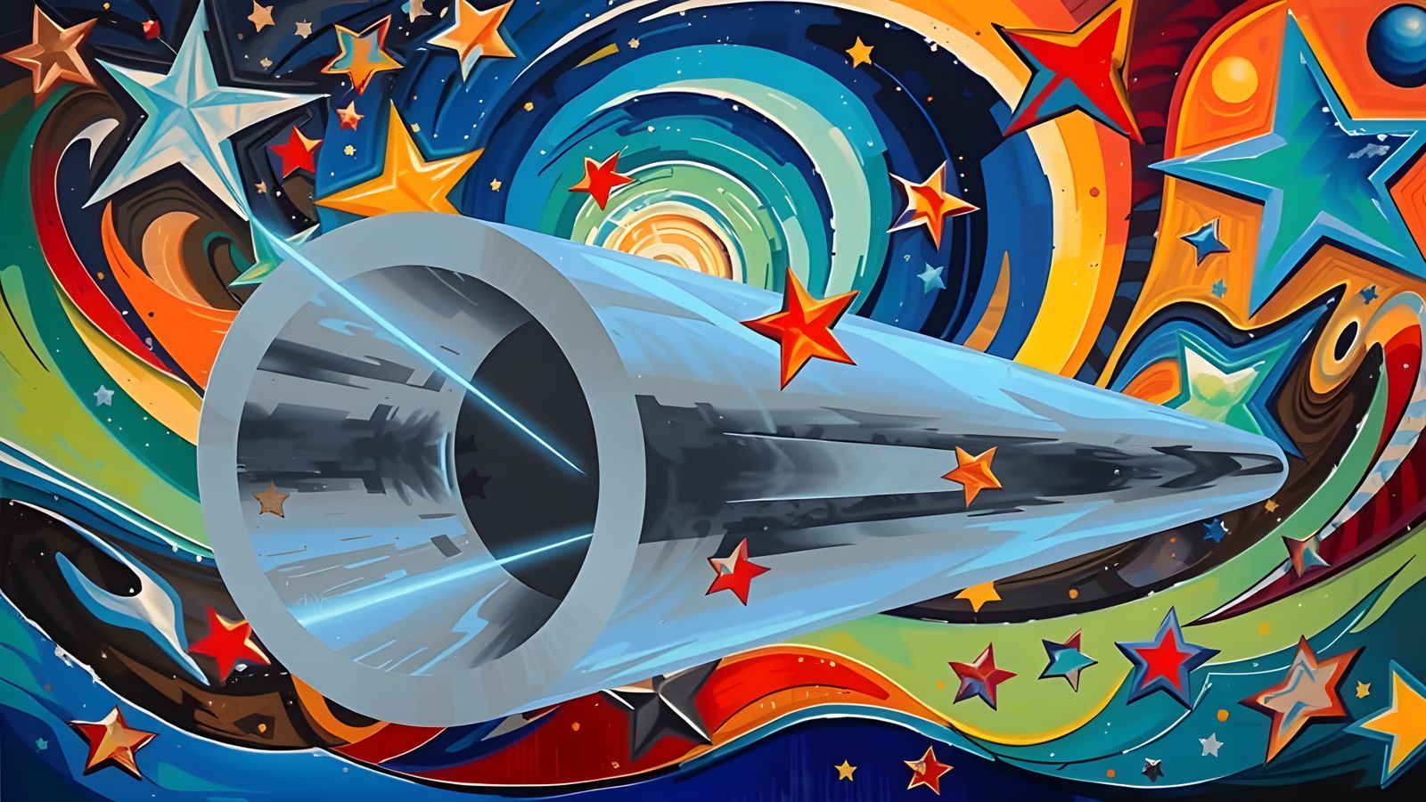 Silver-Blue Cosmic Vortex in Whirling Polychromatic Colors