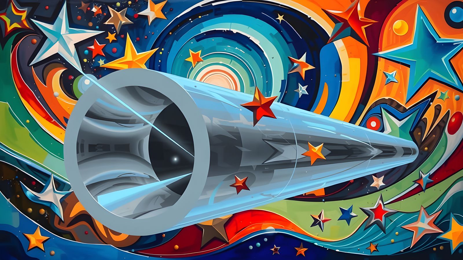 Sleek Silver-Blue Glass-Mirror Vortex in Impasto Oil Paint