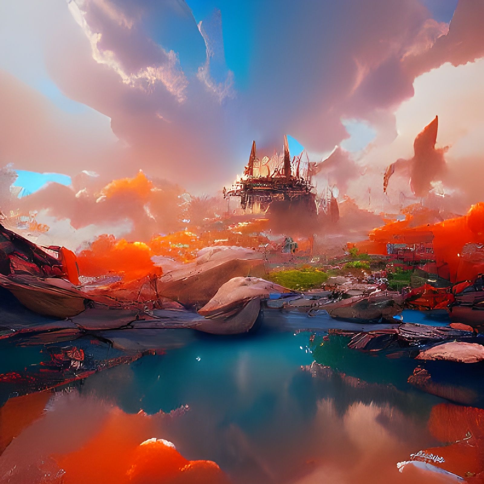 Fantastical Detailed Matte Painting in Deep Color
