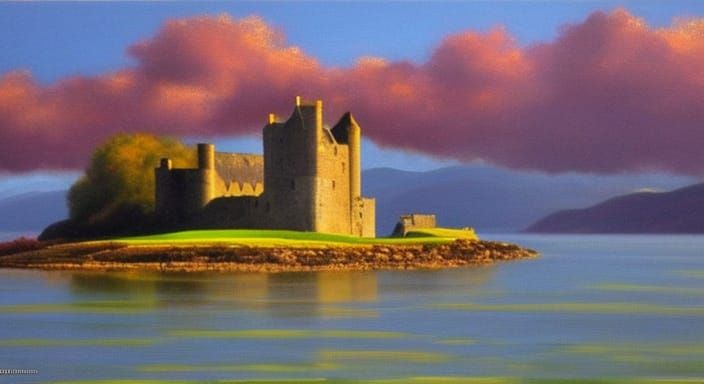 Medieval Eilean Donan Castle At Sunrise (Impressionism) #15