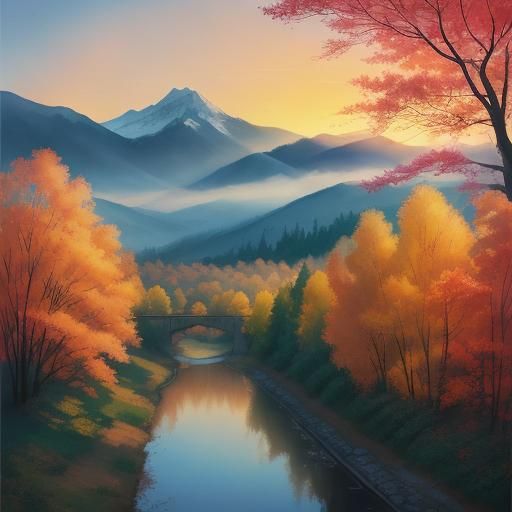 Watercolor Landscape Painting of Journey Home