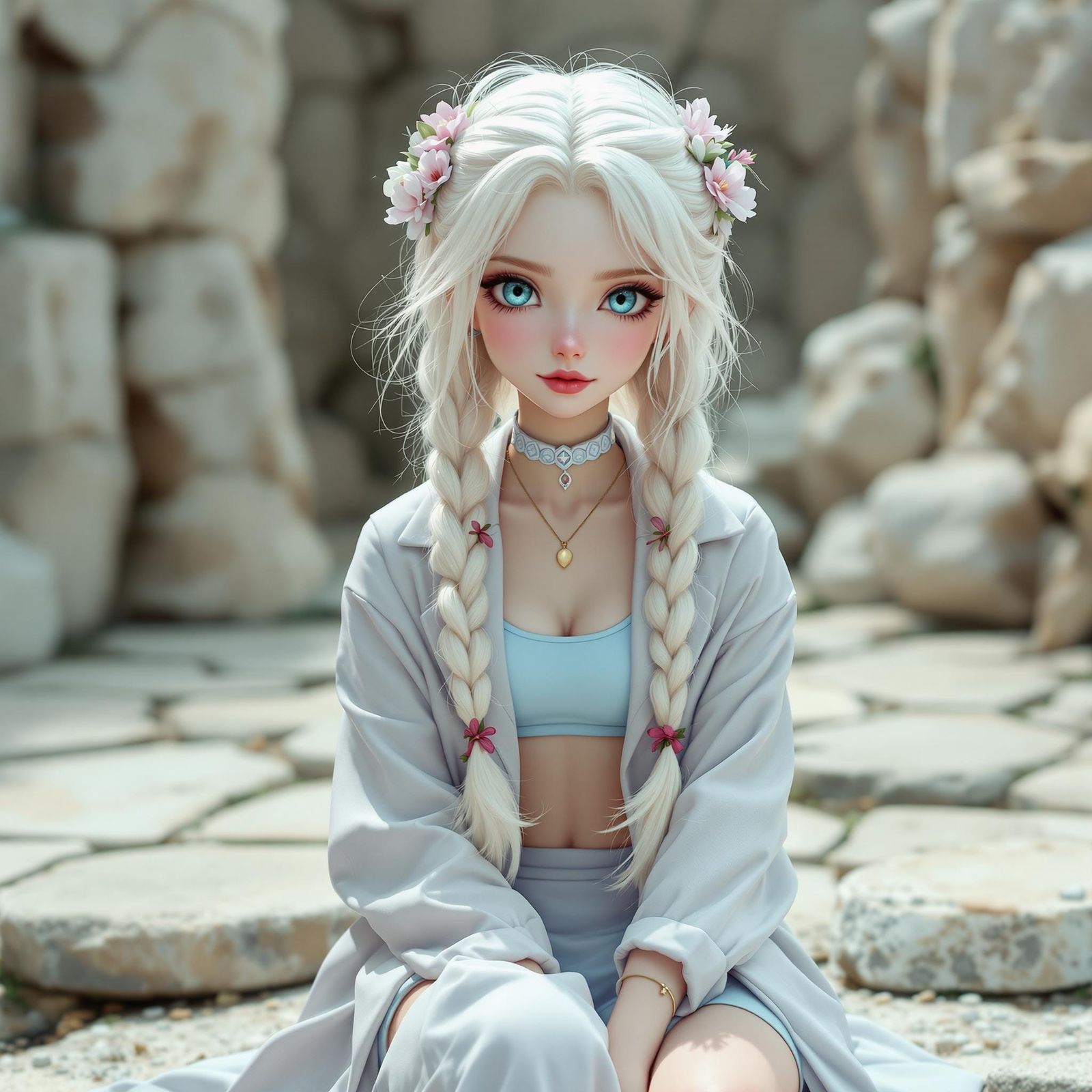 Stylized Girl in Fantasy Setting, Photorealistic Style