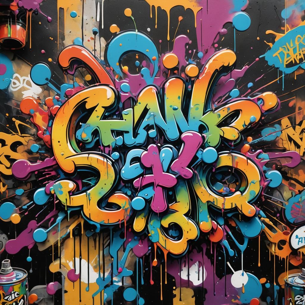 Colorful Graffiti Art with Oil Gouache Textures