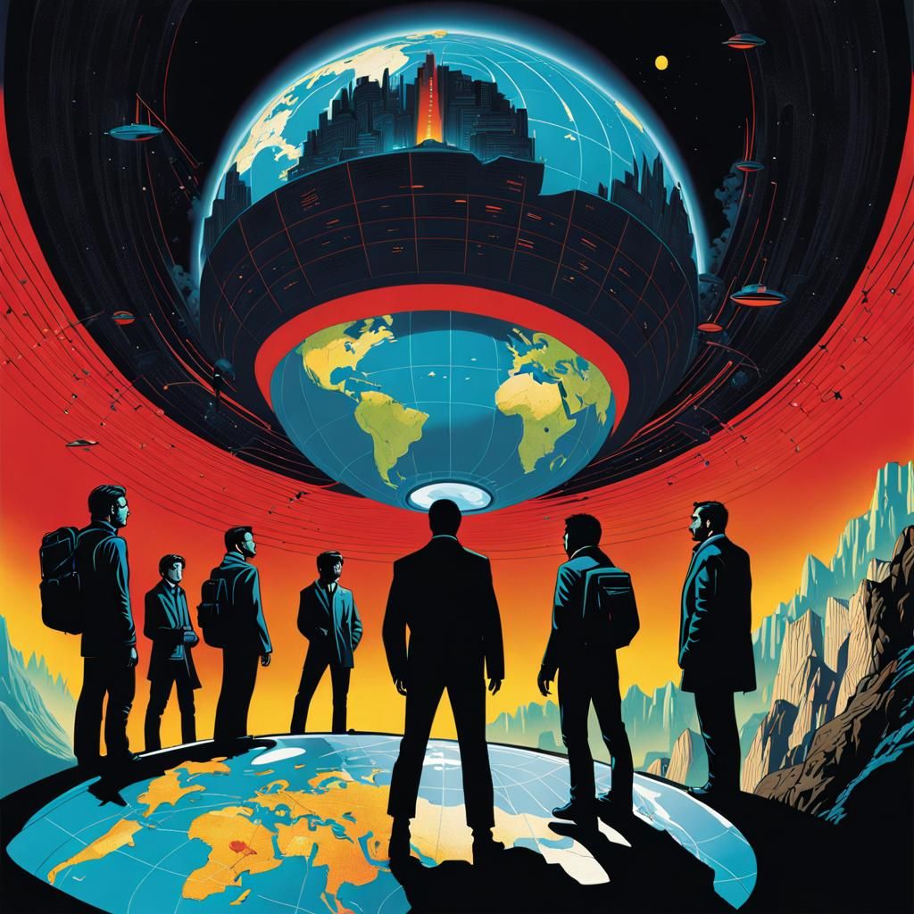 Hollow Earth Primitivism Poster Art in Maximalist Style