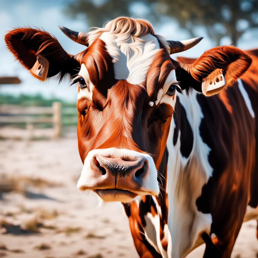 Macro Photo of a Cute Cow Face
