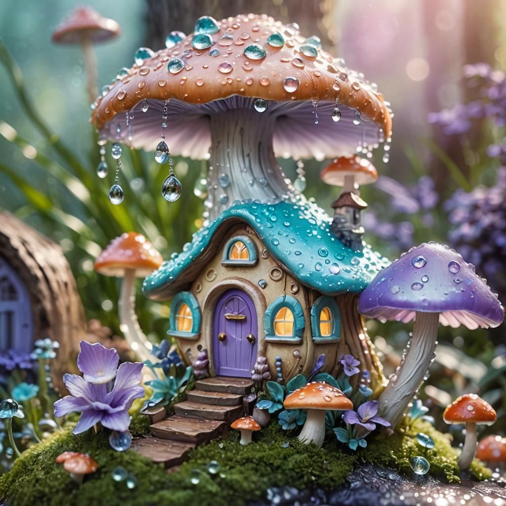 Fairy on Mushroom: Macro Fantasy in Digital Art