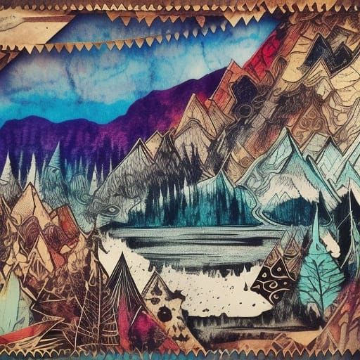 Metal Festival in the Mountains: Mixed Media Collage