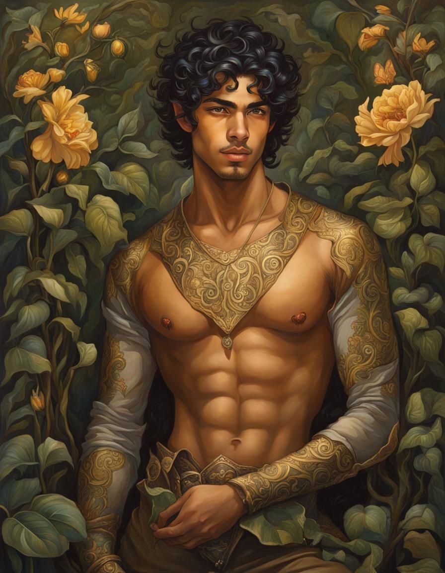 Handsome Gay Elf Portrait in Fantasy Art Style