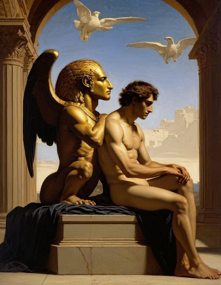 Oedipus and the Sphinx by Ingres