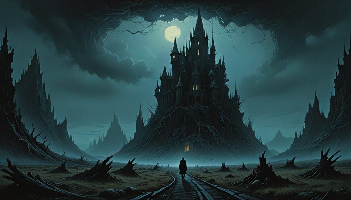 Ethereal Figure Emerges from Mysterious Mist in Dark Fantasy...